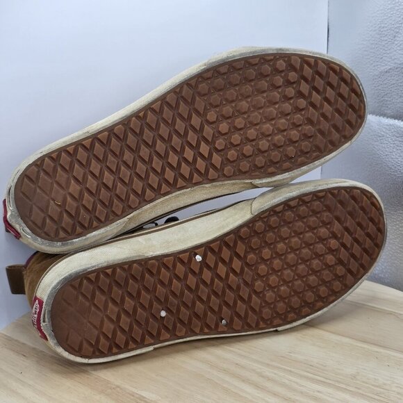 Vans SK8-Hi MTE Sneaker Boots Brown Suede Red Plaid Flannel Lined Size 10 Men - Picture 8 of 9